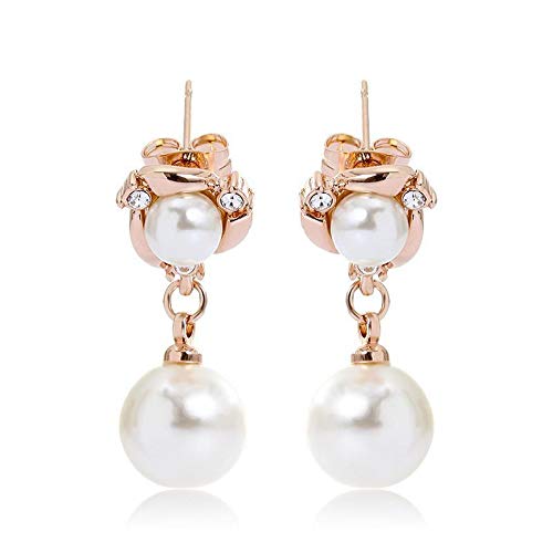 ZMC Women's Rose Gold Plated Swarovski and Austrian Crystals Drop Earrings, Rose Gold/White - ZMC STORE
