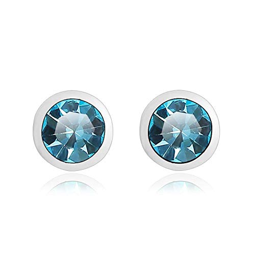 ZMC Women's Rhodium Plated Swarovski Crystals Stud Earrings, Silver/Ocean freeshipping - ZMC STORE