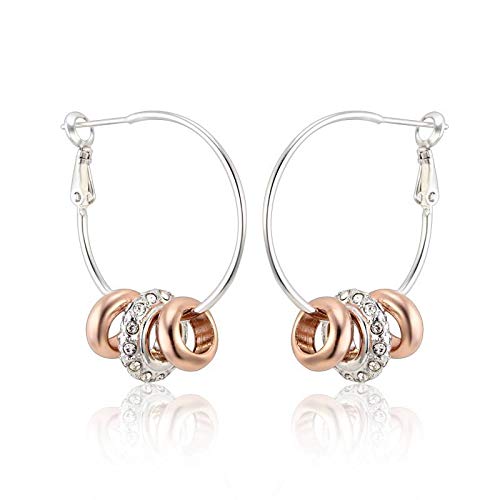 ZMC Women's Rose Gold Plated Alloy Austrian Crystals Hoop Earrings, Rose Gold/White freeshipping - ZMC STORE