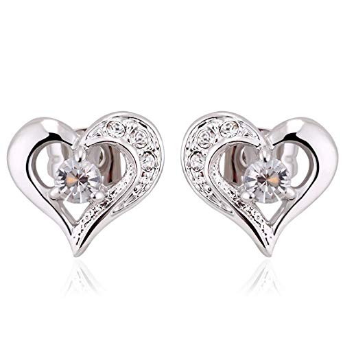 ZMC Women's Rhodium Plated Alloy Swarovski and Austrian Crystals Stud Earrings, Silver/White freeshipping - ZMC STORE