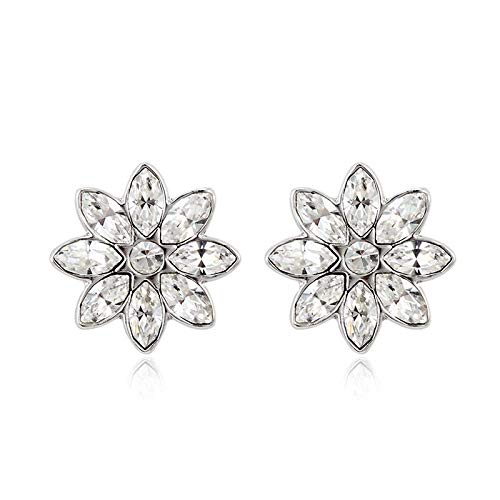 ZMC Women's Rhodium Plated Alloy Swarovski and Austrian Crystals Stud Earrings, Silver/White freeshipping - ZMC STORE