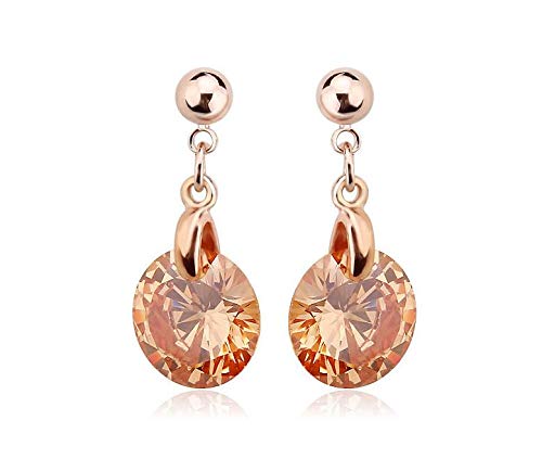 ZMC Women's Rose Gold Plated Swarovski Crystals Dangle Earrings, Rose Gold/ - ZMC STORE