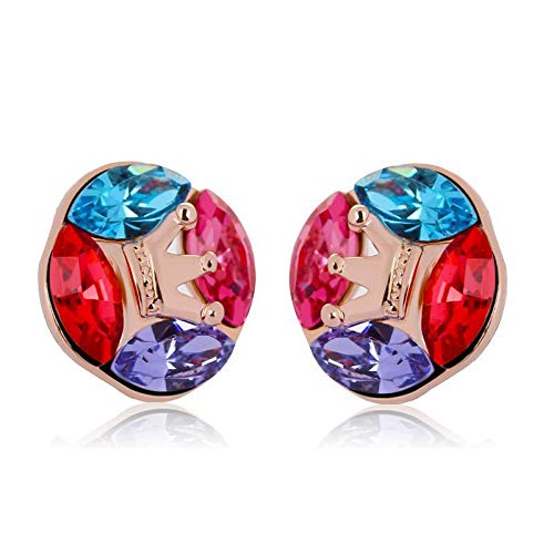 ZMC Women's Rose Gold Plated Alloy Swarovski Crystals Stud Earrings, Multi Color - ZMC STORE