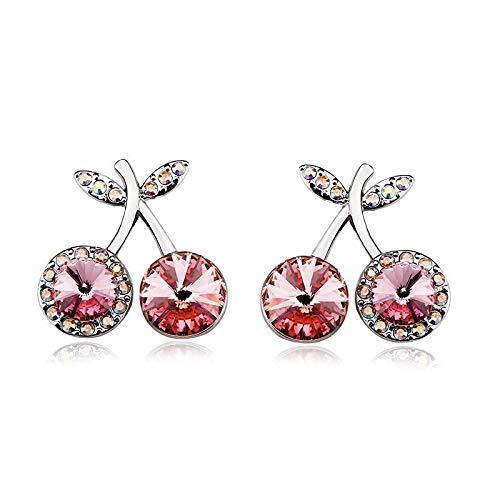 ZMC Women's Rhodium Plated Alloy Swarovski and Austrian Crystals Stud Earrings, Silver/Light Rose freeshipping - ZMC STORE