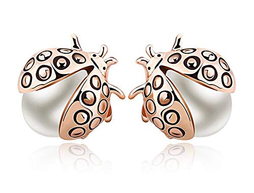 ZMC Women's Rose Gold Plated Alloy Imitation Pearls Stud Earrings, Rose Gold/White freeshipping - ZMC STORE