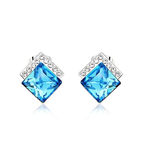 ZMC Women's Rhodium Plated Swarovski and Austrian Crystals Stud Earrings, Silver/ freeshipping - ZMC STORE
