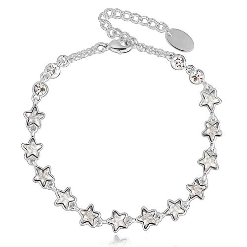 ZMC Rhodium Plated Alloy Swarovski Crystals Chain Bracelet for Women - ZMC STORE