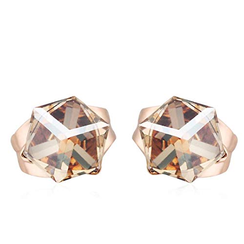 ZMC Women's Rhodium Plated Alloy Swarovski Crystals Stud Earrings, Silver/Champagne freeshipping - ZMC STORE
