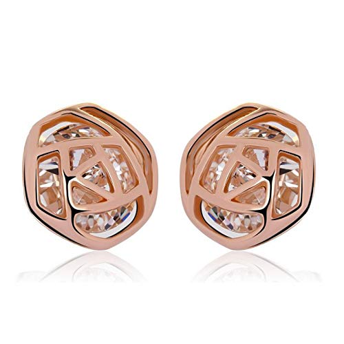 ZMC Women's Rose Gold Plated Alloy Swarovski Crystals Stud Earrings, Multi Color - ZMC STORE