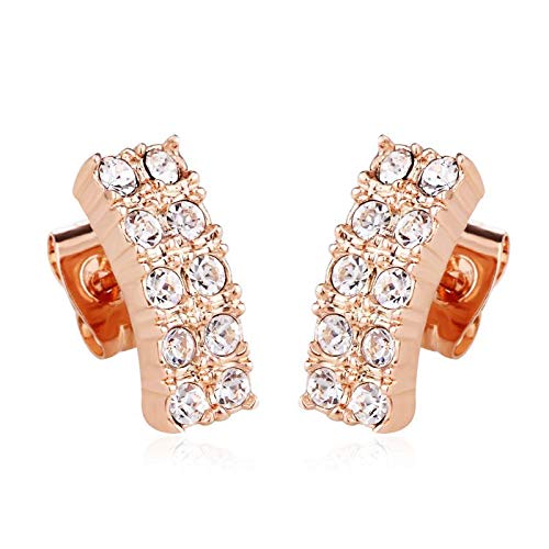 ZMC Women's Rhodium Plated Austrian Crystals Stud Earrings, White freeshipping - ZMC STORE