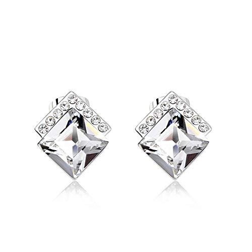 ZMC Women's Rhodium Plated Swarovski and Austrian Crystals Stud Earrings, Silver/ freeshipping - ZMC STORE
