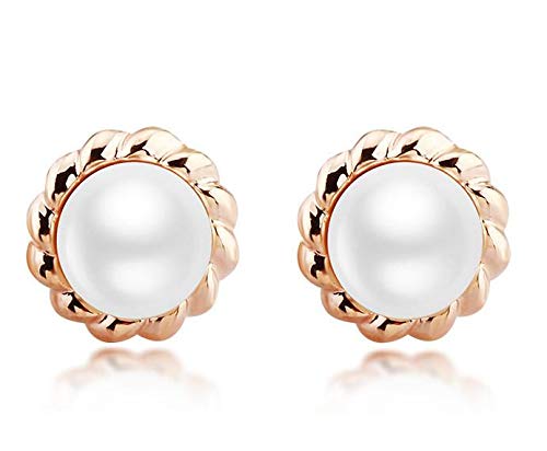 ZMC Women's Rhodium Plated Imitation Pearls Stud Earrings, White freeshipping - ZMC STORE