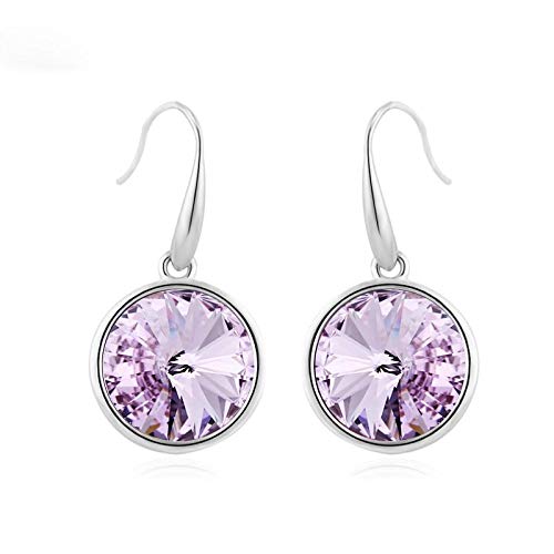 ZMC Women's Rhodium Plated Alloy Swarovski Crystals Stud Earrings, Silver/Violet freeshipping - ZMC STORE
