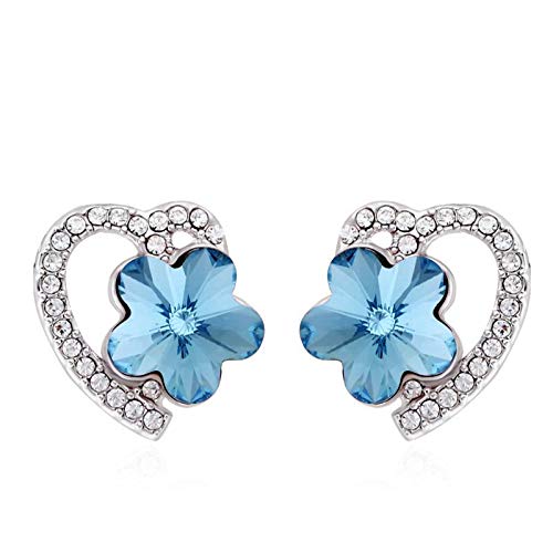 ZMC Women's Rhodium Plated Swarovski and Austrian Crystals Stud Earrings, Silver/Light Rose freeshipping - ZMC STORE