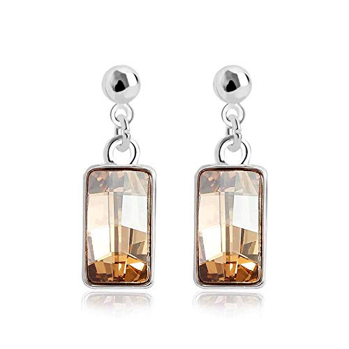 ZMC Women's Rhodium Plated Alloy Swarovski Crystals Dangle Earrings, Silver/Champagne freeshipping - ZMC STORE