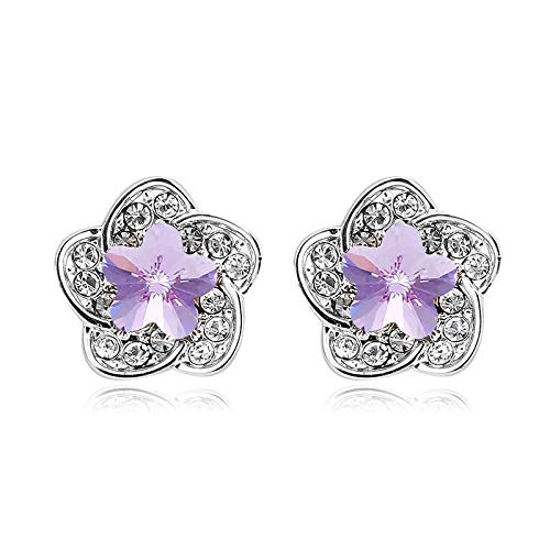 ZMC Women's Rhodium Plated Swarovski and Austrian Crystals Stud Earrings, Silver/Light Rose freeshipping - ZMC STORE