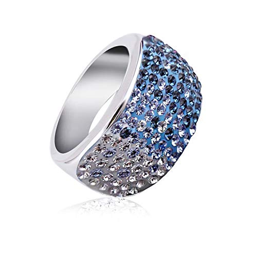ZMC Women's Rhodium Plated Alloy Austrian Crystals Band Ring - M freeshipping - ZMC STORE