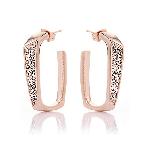 ZMC Women's Rose Gold Plated Austrian Crystals Stud Earrings, Rose Gold/White - ZMC STORE