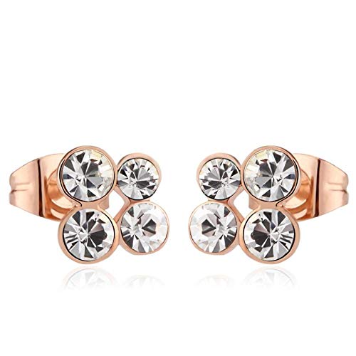 ZMC Women's Rose Gold Plated Alloy Swarovski Crystals Stud Earrings, Rose Gold/White - ZMC STORE