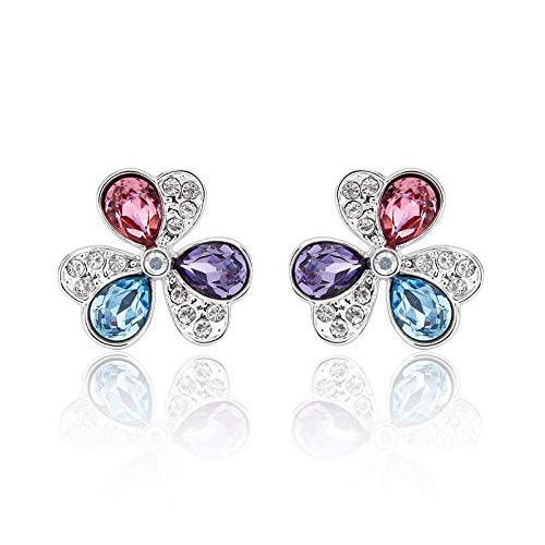 ZMC Women's Rhodium Plated Alloy Swarovski Crystals and Austrian Crystals Stud Earrings, Multi Color freeshipping - ZMC STORE