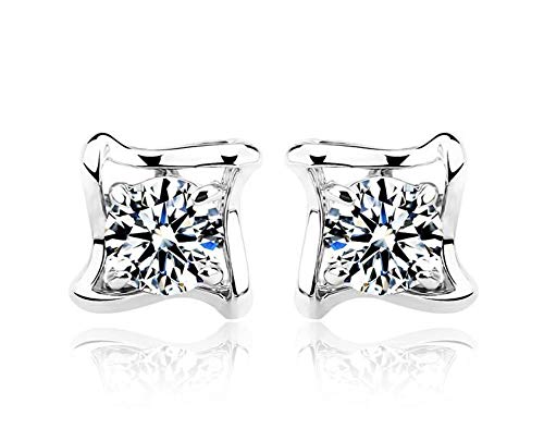 ZMC Women's Rhodium Plated Alloy Swarovski Crystals Stud Earrings, Silver/White freeshipping - ZMC STORE