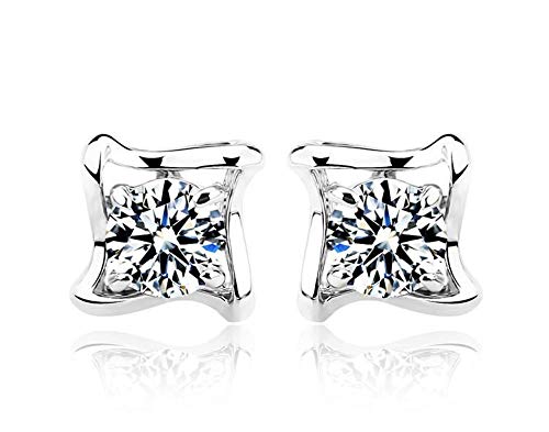 ZMC Women's Rhodium Plated Alloy Swarovski Crystals Stud Earrings, Silver/White freeshipping - ZMC STORE