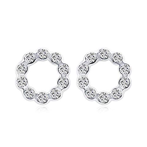 ZMC Women's Rhodium Plated Alloy Austrian Crystals Stud Earrings, Silver/White freeshipping - ZMC STORE