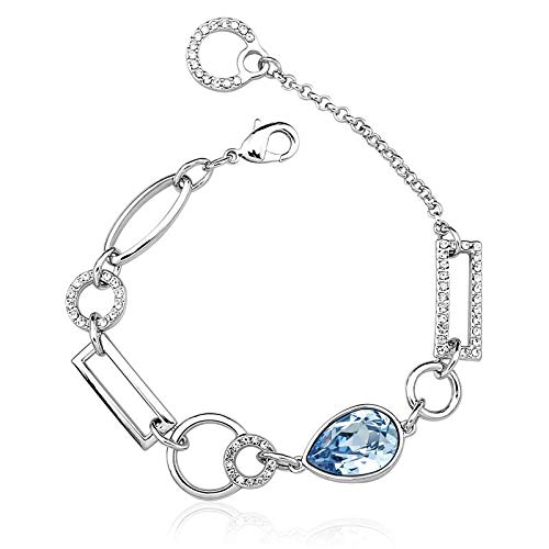 ZMC Rhodium Plated Swarovski Crystals and Austrian Crystals Chain Bracelet for Women - ZMC STORE