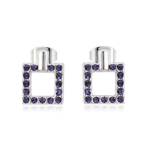 ZMC Women's Rhodium Plated Austrian Crystals Stud Earrings, Silver/Light Rose freeshipping - ZMC STORE