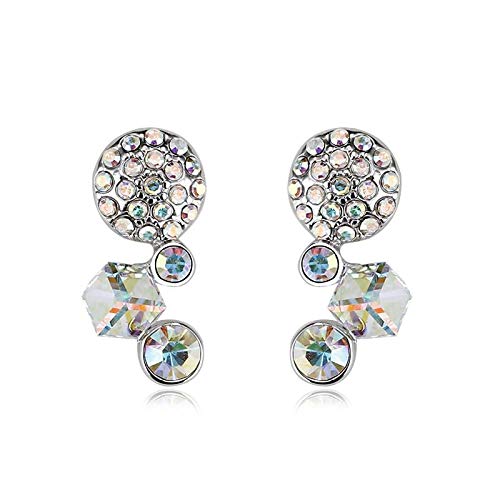 ZMC Women's Rhodium Plated Alloy Swarovski Crystals and Austrian Crystals Stud Earrings, Multi Color freeshipping - ZMC STORE