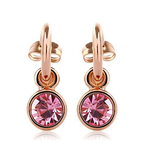 ZMC Women's Rose Gold Plated Swarovski Crystals Dangle Earrings, Rose Gold/ - ZMC STORE