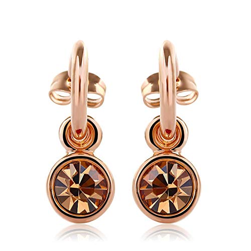 ZMC Women's Rose Gold Plated Swarovski Crystals Dangle Earrings, Rose Gold/ - ZMC STORE