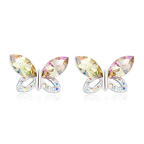ZMC Women's Rhodium Plated Alloy Swarovski and Austrian Crystals Stud Earrings, Silver/Yellow freeshipping - ZMC STORE