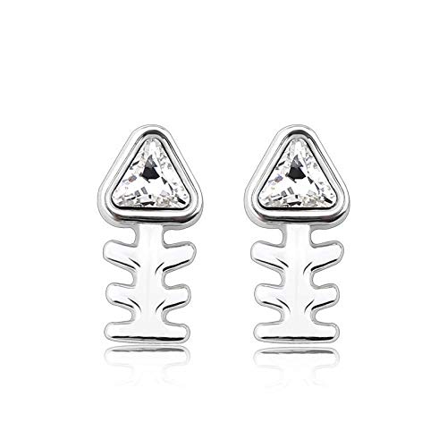 ZMC Women's Rhodium Plated Alloy Swarovski Crystals Stud Earrings, Silver/White freeshipping - ZMC STORE