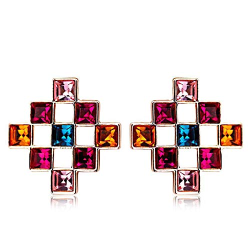 ZMC Women's Rose Gold Plated Alloy Swarovski Crystals Stud Earrings, Multi Color - ZMC STORE