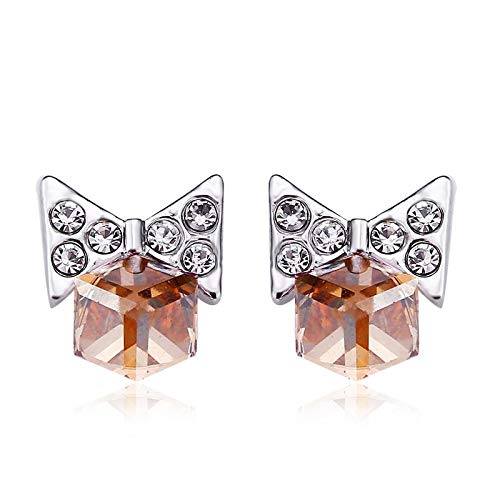 ZMC Women's Rhodium Plated Swarovski and Austrian Crystals Stud Earrings, Silver/Light Rose freeshipping - ZMC STORE