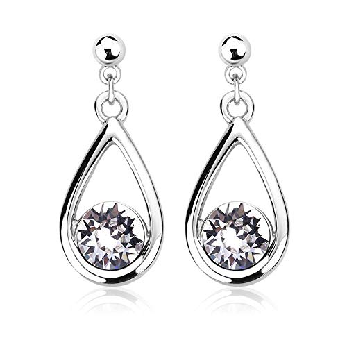 ZMC Women's Rhodium Plated Alloy Austrian Crystals and Swarovski Crystals Dangle Earrings, Silver/White freeshipping - ZMC STORE
