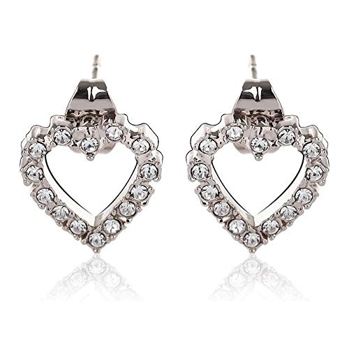 ZMC Women's Rhodium Plated Austrian Crystals Stud Earrings, White freeshipping - ZMC STORE
