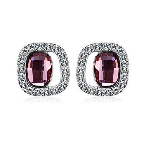 ZMC Women's Rhodium Plated Austrian Crystals and Swarovski Crystals Stud Earrings, Silver/Black freeshipping - ZMC STORE