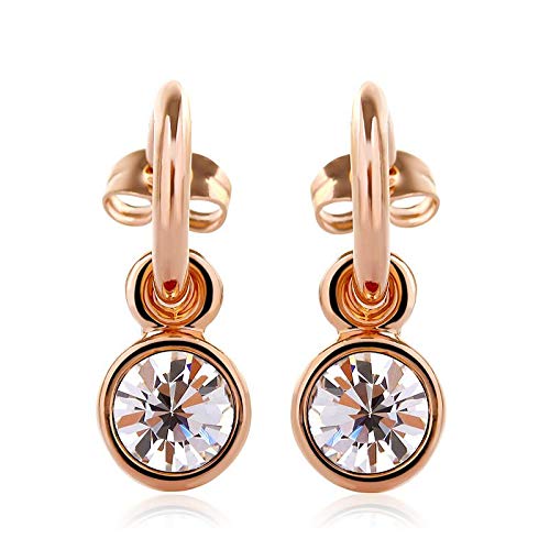 ZMC Women's Rose Gold Plated Swarovski Crystals Dangle Earrings, Rose Gold/ - ZMC STORE