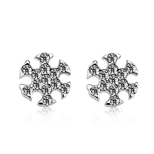 ZMC Women's Rhodium Plated Alloy Austrian Crystals Stud Earrings, Silver/White freeshipping - ZMC STORE