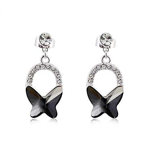 ZMC Women's Rhodium Plated Swarovski and Austrian Crystals Dangle Earrings, Silver/Champagne freeshipping - ZMC STORE
