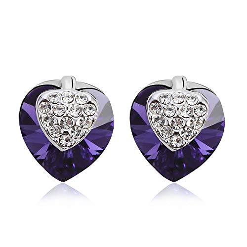 ZMC Women's Rhodium Plated Swarovski and Austrian Crystals Stud Earrings, Silver/Ocean freeshipping - ZMC STORE