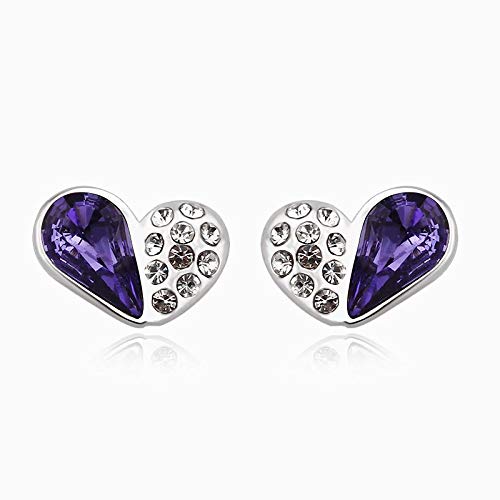ZMC Women's Rhodium Plated Swarovski and Austrian Crystals Stud Earrings, Silver/Light Rose freeshipping - ZMC STORE