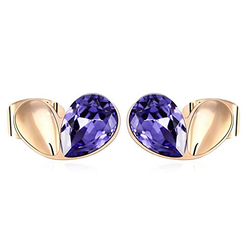 ZMC Women's 18K Gold Plated Swarovski Crystals Stud Earrings, Gold/Ocean - ZMC STORE