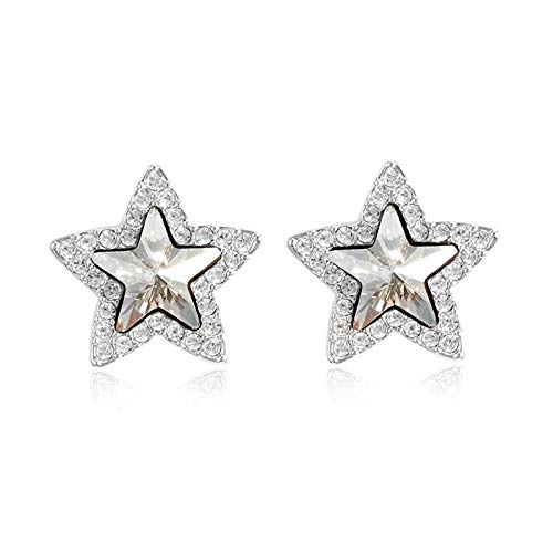 ZMC Women's Rhodium Plated Swarovski and Austrian Crystals Stud Earrings, Silver/ freeshipping - ZMC STORE
