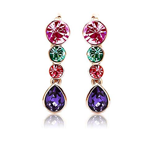 ZMC Women's Rose Gold Plated Alloy Swarovski Crystals Dangle Earrings, Multi Color - ZMC STORE