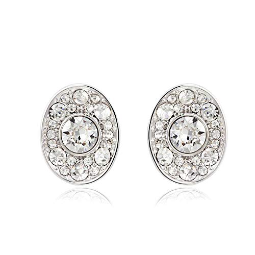 ZMC Women's Rhodium Plated Alloy Swarovski and Austrian Crystals Stud Earrings, Silver/White freeshipping - ZMC STORE