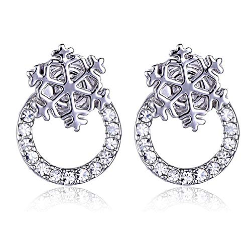 ZMC Women's Rhodium Plated Alloy Austrian Crystals Stud Earrings, Silver/White freeshipping - ZMC STORE