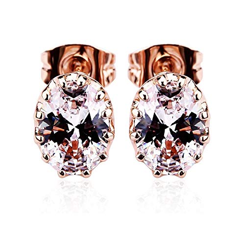 ZMC Women's Rose Gold Plated Alloy Swarovski Crystals Stud Earrings, Rose Gold/White - ZMC STORE